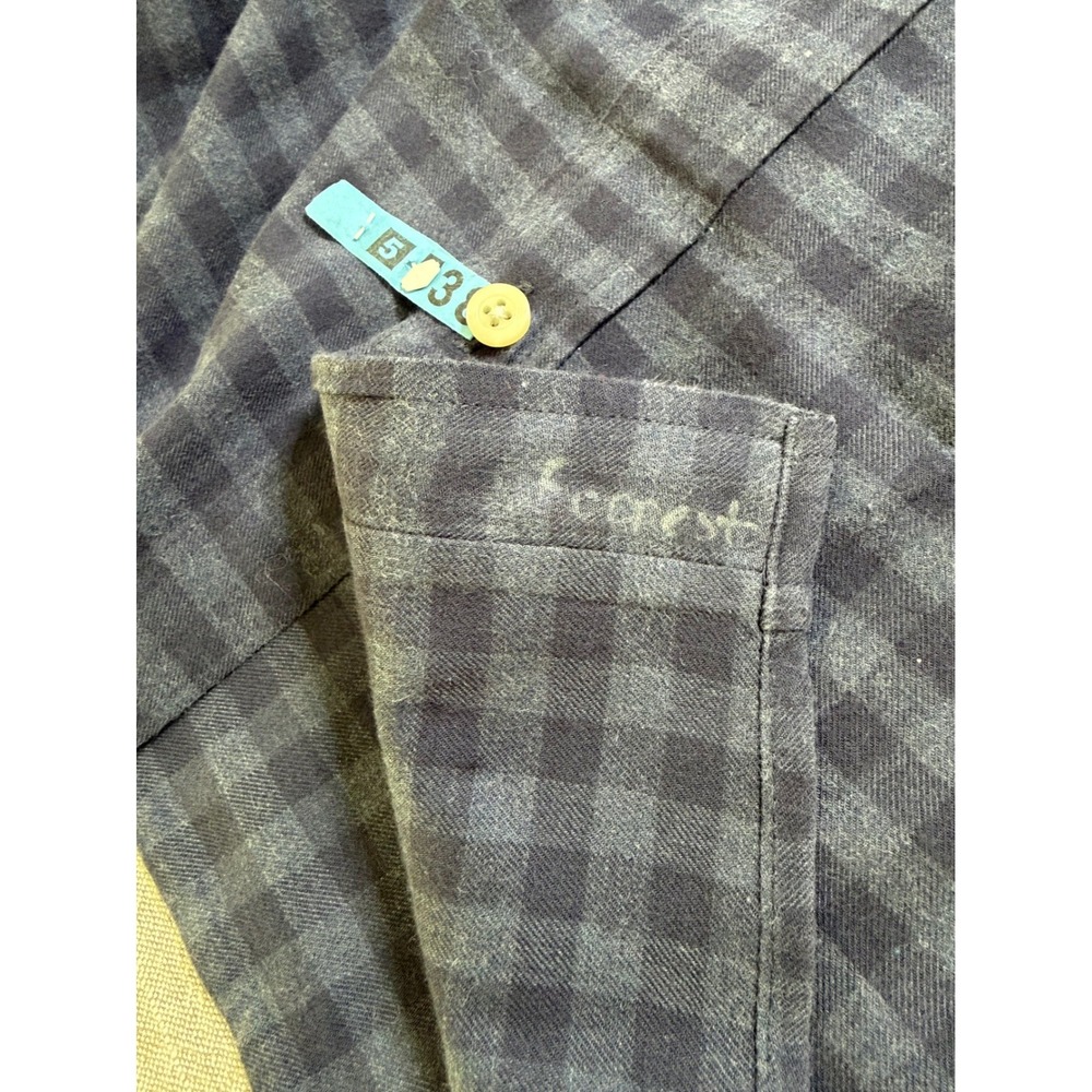 Flint and Tinder Mens XL Gingham Check Button Down Shirt Navy Blue F-210017 - Picture 14 of 15